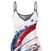 Robe de fête de l'indépendance à motif d'éléments du drapeau américain, bretelles spaghetti, col en V, coupe trapèze, mini-robe débardeur patriotique - multicolor XXXXXL | US 20