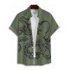 Chemise de vacances à imprimé pieuvre pour homme, décontractée, boutonnée, à manches courtes et à revers - Vert profond 5XL