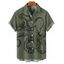 Chemise de vacances à imprimé pieuvre pour homme, décontractée, boutonnée, à manches courtes et à revers - Vert profond 5XL