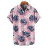 Vacation Couple Outfit Leaf Plant Pattern Spaghetti Strap V Neck A Line Mini Tank Dress and Button Up Shirt Beach Matching Outfit - Rose clair S | US 4