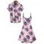 Vacation Couple Outfit Leaf Plant Pattern Spaghetti Strap V Neck A Line Mini Tank Dress and Button Up Shirt Beach Matching Outfit - Rose clair S | US 4