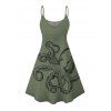 Vacation Couple Outfit Octopus Pattern Marine Life Print Spaghetti Strap Tank Dress and Button Up Shirt Beach Matching Outfit - Vert profond S | US 4