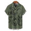Vacation Couple Outfit Octopus Pattern Marine Life Print Spaghetti Strap Tank Dress and Button Up Shirt Beach Matching Outfit - Vert profond S | US 4