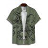 Vacation Couple Outfit Octopus Pattern Marine Life Print Spaghetti Strap Tank Dress and Button Up Shirt Beach Matching Outfit - Vert profond S | US 4