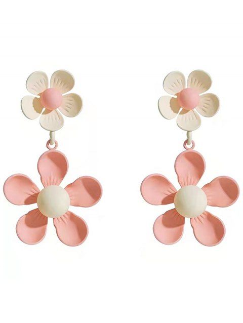 Boucles d'oreilles pendantes tendance en forme de fleurs colorblock