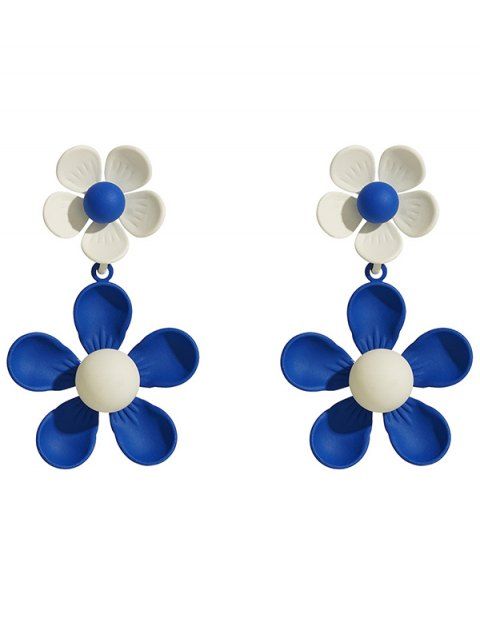 Boucles d'oreilles pendantes tendance en forme de fleurs colorblock