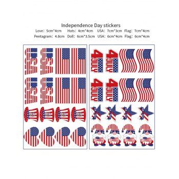 10 Packs American Flag Elements Star Striped Pattern Independence Day Temporary Stickers