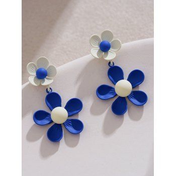 Colorblock Floral Shaped Trendy Drop Earrings