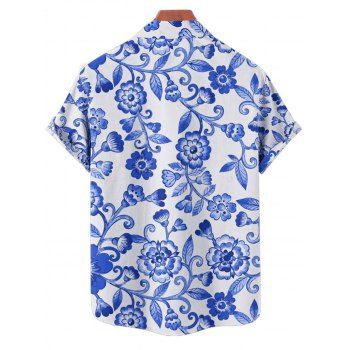 Beach Couple Outfit Flower Print Ruffle Plunging Neck Bowknot Swim Top and Ruched Briefs Swimsuit and Button Up Shirt Vacation Matching Outfit