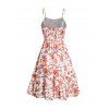 Robe d'été de vacances à bretelles spaghetti et imprimé feuilles de rose, taille haute, coupe trapèze, style cottagecore - multicolor XXL | US 14