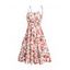 Robe d'été de vacances à bretelles spaghetti et imprimé feuilles de rose, taille haute, coupe trapèze, style cottagecore - multicolor XXL | US 14