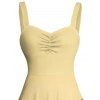 Robe de plage courte à col en cœur et ceinture froncée à motif cocotier ombré - Jaune XXXXXL | US 20