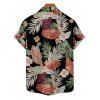 Chemise hawaïenne à manches courtes et boutons pour homme, motif floral tropical et feuilles - Noir 5XL