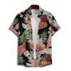 Chemise hawaïenne à manches courtes et boutons pour homme, motif floral tropical et feuilles - Noir 5XL