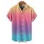 Chemise de vacances pour homme, couleur arc-en-ciel ombrée, boutonnée, retroussable, manches courtes, décontractée - multicolor L