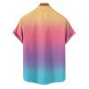 Chemise de vacances pour homme, couleur arc-en-ciel ombrée, boutonnée, retroussable, manches courtes, décontractée - multicolor L