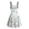 Robe de vacances à imprimé animal marin, buste froncé, ceinture, décolleté en cœur, mini robe de plage trapèze - Vert clair XXXXL | US 18