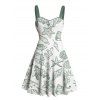 Robe de vacances à imprimé animal marin, buste froncé, ceinture, décolleté en cœur, mini robe de plage trapèze - Vert clair XXXXL | US 18