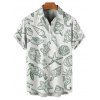 Chemise de vacances à motif marin pour homme, boutonnée, retroussée, manches courtes, pour la plage - Vert clair 5XL