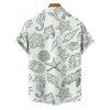 Chemise de vacances à motif marin pour homme, boutonnée, retroussée, manches courtes, pour la plage - Vert clair 5XL