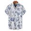 Chemise de vacances à motif marin pour homme, boutonnée, retroussée, manches courtes, pour la plage - Bleu L