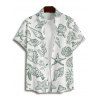 Chemise de vacances à motif marin pour homme, boutonnée, retroussée, manches courtes, pour la plage - Vert clair 5XL