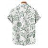 Vacation Couple Outfit Allover Marine Life Pattern Ruched Bust Belt Sweetheart Neck Dress and Button Up Shirt Beach Matching Outfit - Vert clair S | US 4