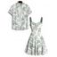 Vacation Couple Outfit Allover Marine Life Pattern Ruched Bust Belt Sweetheart Neck Dress and Button Up Shirt Beach Matching Outfit - Bleu S | US 4