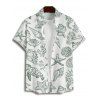 Vacation Couple Outfit Allover Marine Life Pattern Ruched Bust Belt Sweetheart Neck Dress and Button Up Shirt Beach Matching Outfit - Vert clair S | US 4