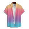 Vacation Couple Outfit Ombre Rainbow Color Ruched Bust Belt Sweetheart Neck Dress and Button Up Shirt Casual Matching Outfit - multicolor S | US 4