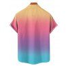 Vacation Couple Outfit Ombre Rainbow Color Ruched Bust Belt Sweetheart Neck Dress and Button Up Shirt Casual Matching Outfit - multicolor S | US 4