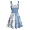 Robe de plage courte à col en cœur et ceinture froncée à motif ananas contrasté - Bleu Ciel XXXXXL | US 20
