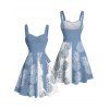 Robe de plage courte à col en cœur et ceinture froncée à motif ananas contrasté - Bleu Ciel XXXXXL | US 20
