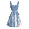 Robe de plage courte à col en cœur et ceinture froncée à motif ananas contrasté - Bleu Ciel XXXXXL | US 20