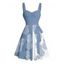 Robe de plage courte à col en cœur et ceinture froncée à motif ananas contrasté - Bleu Ciel XXXXXL | US 20
