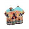 Chemise de plage à manches courtes et boutons pour homme, motif cocotier, coucher de soleil, plage, vacances - multicolor A 5XL