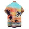 Chemise de plage à manches courtes et boutons pour homme, motif cocotier, coucher de soleil, plage, vacances - multicolor A 5XL