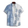 Chemise de vacances à manches courtes et boutons pour homme, motif ananas contrasté, à revers, pour la plage - Bleu Ciel 5XL