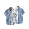 Chemise de vacances à manches courtes et boutons pour homme, motif ananas contrasté, à revers, pour la plage - Bleu Ciel 5XL