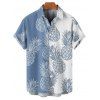 Chemise de vacances à manches courtes et boutons pour homme, motif ananas contrasté, à revers, pour la plage - Bleu Ciel 5XL