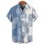 Chemise de vacances à manches courtes et boutons pour homme, motif ananas contrasté, à revers, pour la plage - Bleu Ciel 5XL