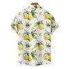 Chemise de vacances pour homme à motif feuilles de citron, boutonnée, retroussée, manches courtes, décontractée - Blanc L