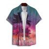 Chemise de plage à manches courtes et boutons pour homme, motif cocotier et coucher de soleil - multicolor A 5XL