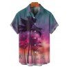 Chemise de plage à manches courtes et boutons pour homme, motif cocotier et coucher de soleil - multicolor A 5XL