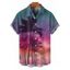 Chemise de plage à manches courtes et boutons pour homme, motif cocotier et coucher de soleil - multicolor A 5XL