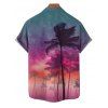 Chemise de plage à manches courtes et boutons pour homme, motif cocotier et coucher de soleil - multicolor A 5XL