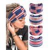 Lot de 4 bandeaux élastiques larges à rayures et étoiles, motif drapeau américain, pour le sport, pour la fête de l'indépendance - multicolor A 