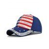 Casquette de fête de l'indépendance, chapeau, drapeau américain, étoile, rayé, strass, extérieur, vacances - Bleu 