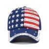 Casquette de fête de l'indépendance, chapeau, drapeau américain, étoile, rayé, strass, extérieur, vacances - Bleu 