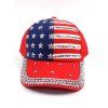Casquette de fête de l'indépendance, chapeau, drapeau américain, étoile, rayé, strass, extérieur, vacances - Rouge 